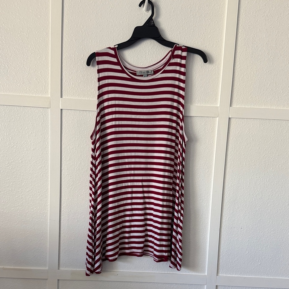 Olivia Sky Red and White Striped Tank Top